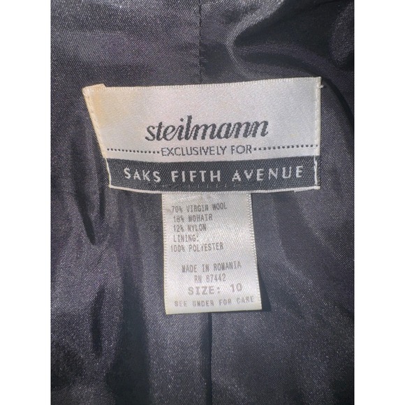Steilmann Saks Fifth Avenue Wool Mohair Blend Long Coat Size 10 Charcoal Gray - Picture 7 of 7
